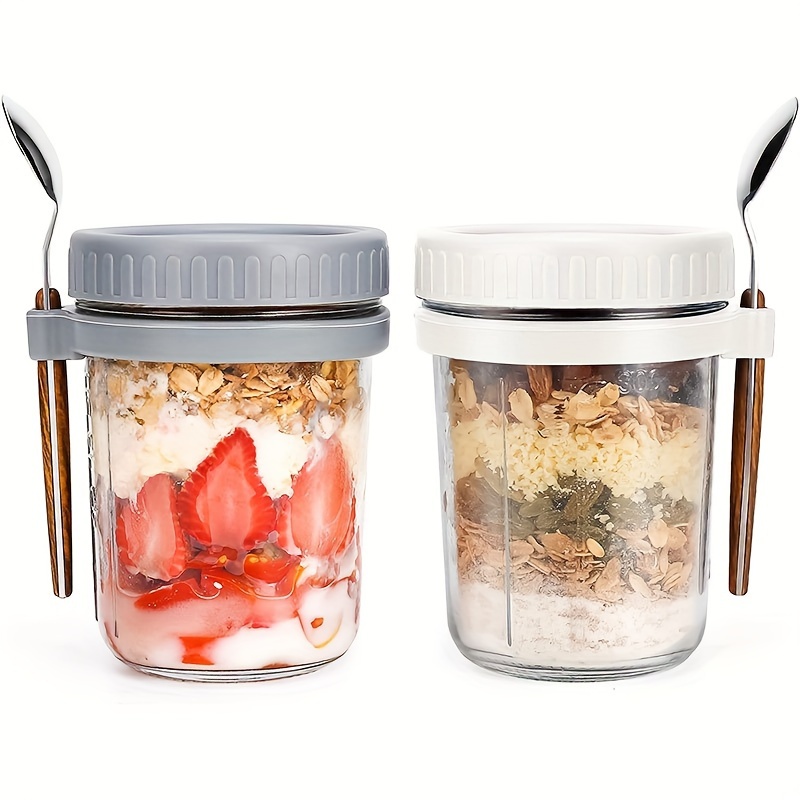 Meal Prep Oatmeal Jars - 1pc/2pcs Glass Oatmeal Cup, Overnight Oats