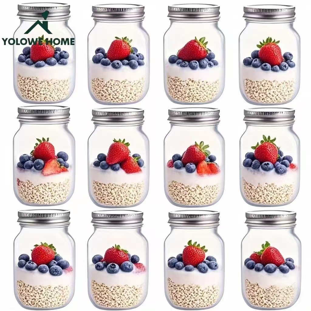 Meal Prep Glass Containers - 6Pcs, 12Pcs, 500Ml/16Oz, Glass Mason Jars,