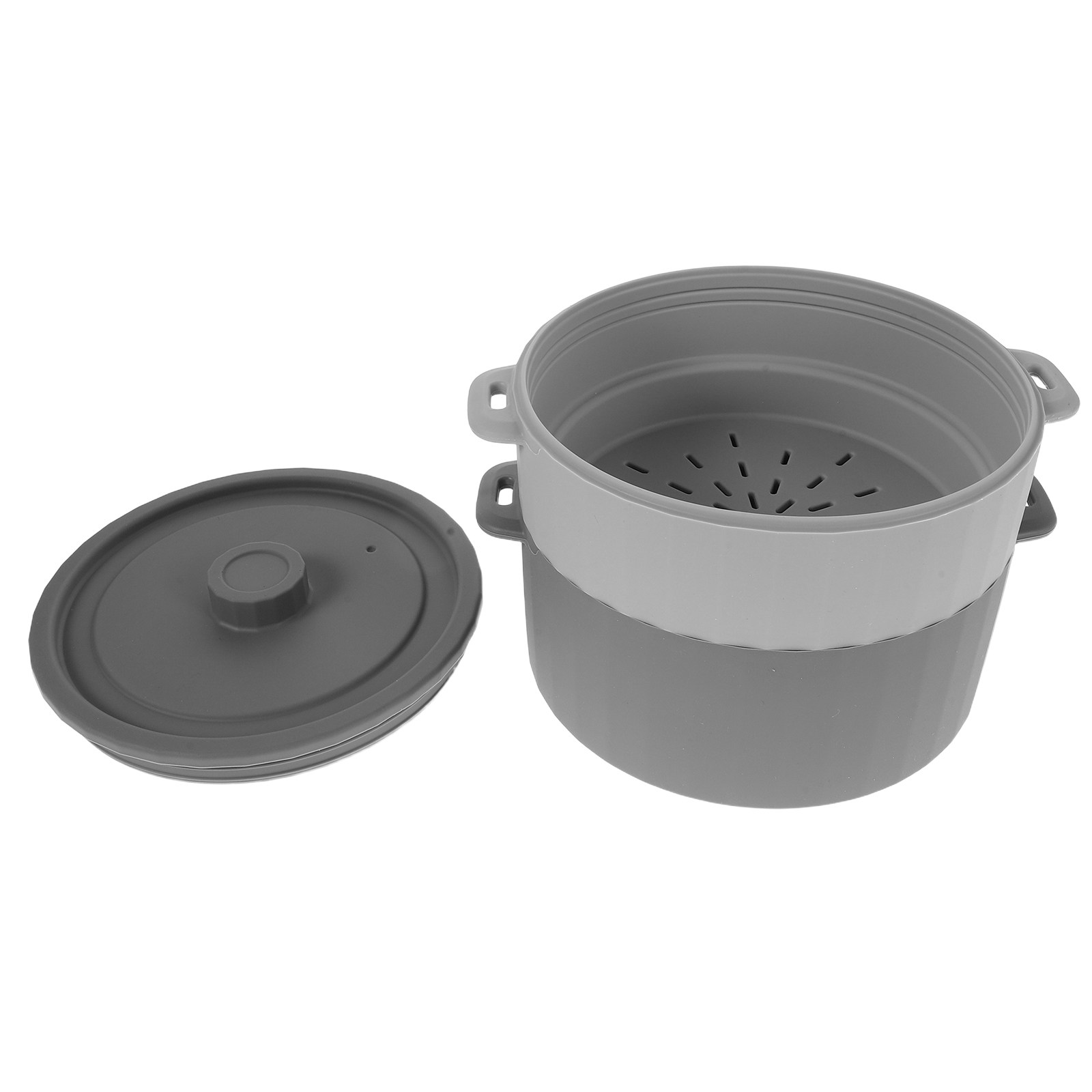 Meal Prep Glass Containers - Microwave Silicone Steamer Pot Double Layer