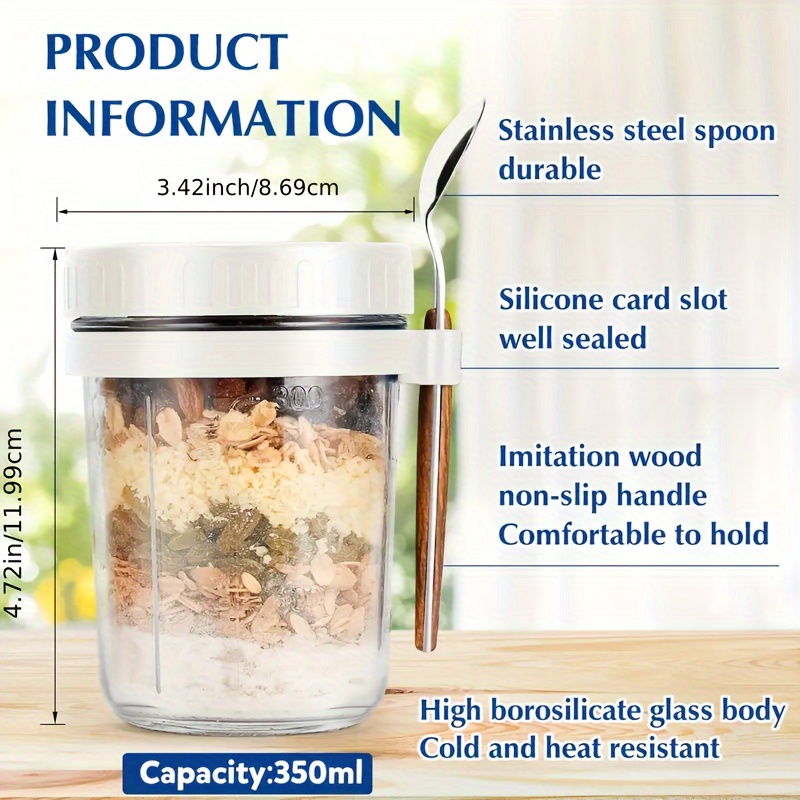 1pc/2pcs Glass Oatmeal Cup, Ov - огляд і ціна Meal Prep Oatmeal Jars