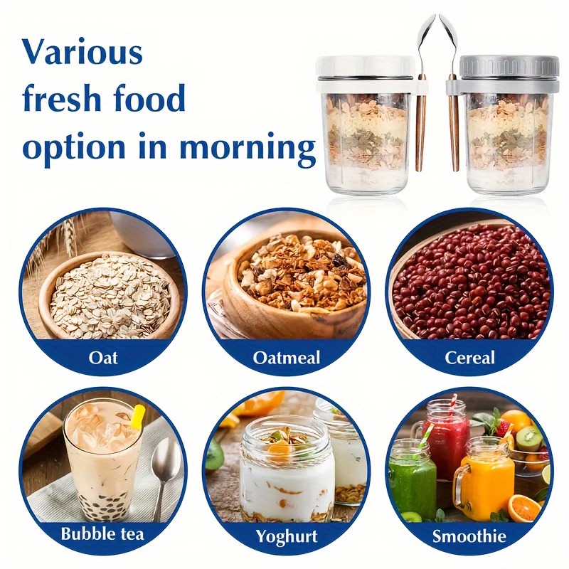 1pc/2pcs Glass Oatmeal Cup, Ov - огляд і ціна Meal Prep Oatmeal Jars