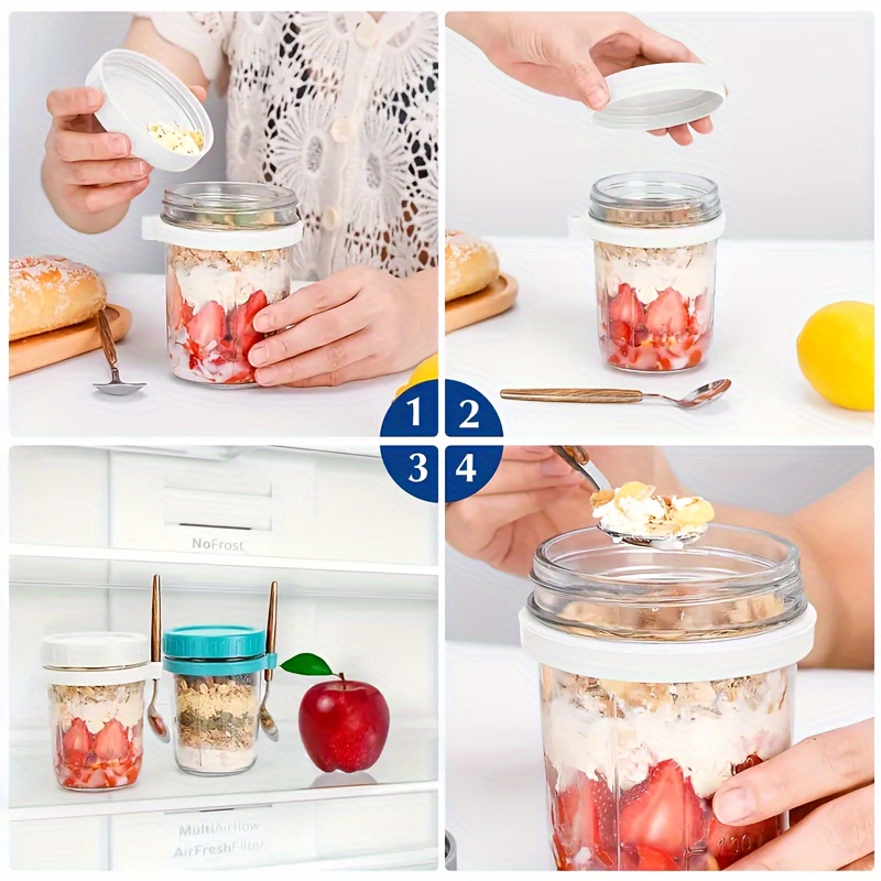 1pc/2pcs Glass Oatmeal Cup, Ov - огляд і ціна Meal Prep Oatmeal Jars