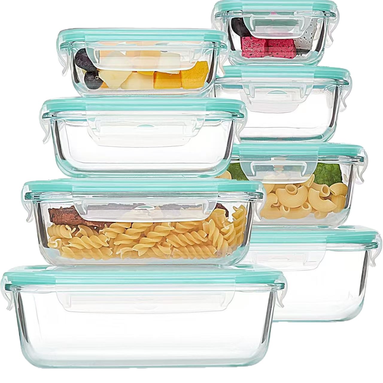 8-Piece Glass Lunch & Storage  - огляд і ціна Meal Prep Glass Containers