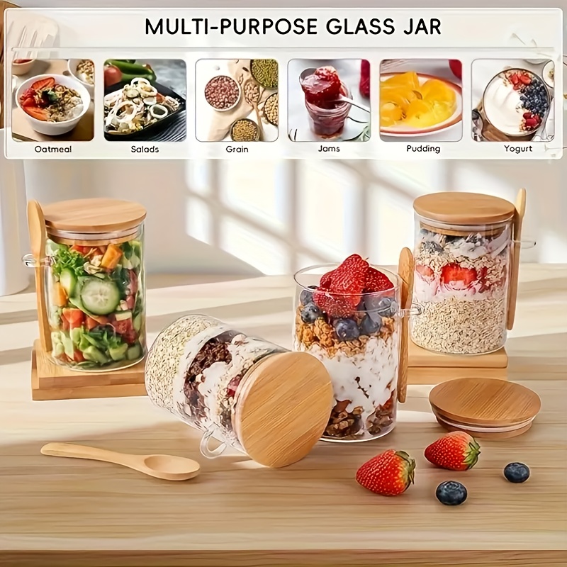 1/2/4/8Pcs Oatmeal Glass Cup S - огляд і ціна Meal Prep Oatmeal Jars