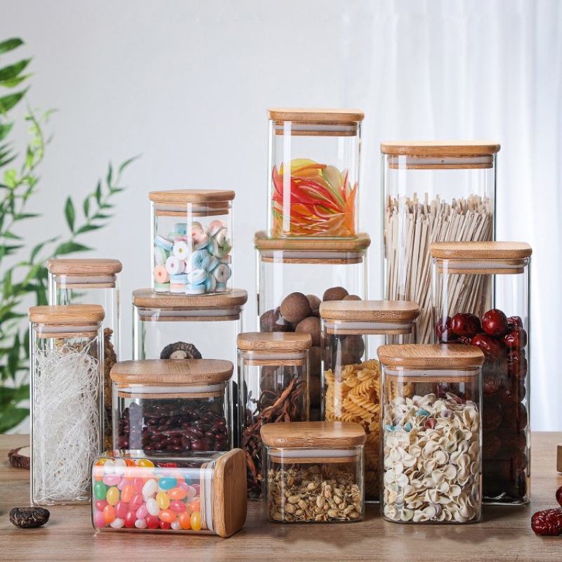 Bamboo Glass Tins Transparent  - огляд і ціна Meal Prep Glass Containers